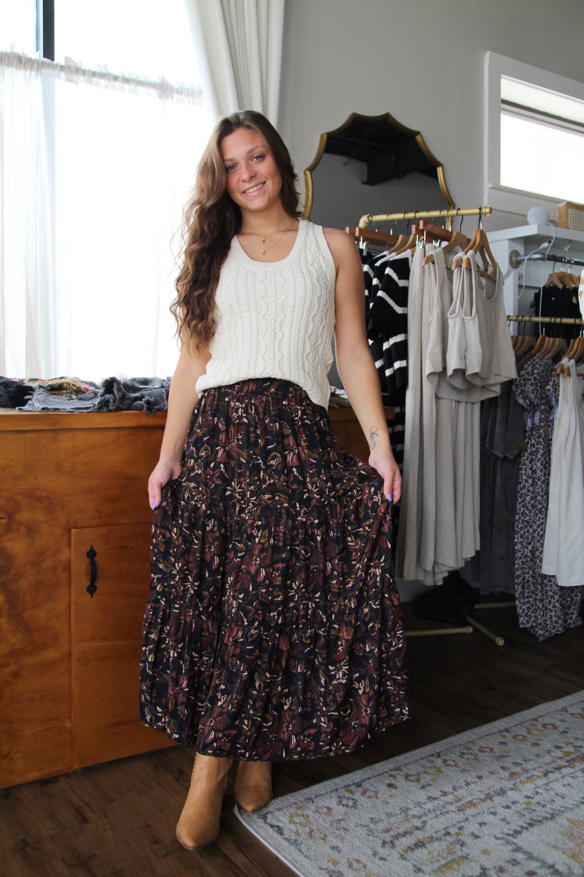 Gather Floral Skirt