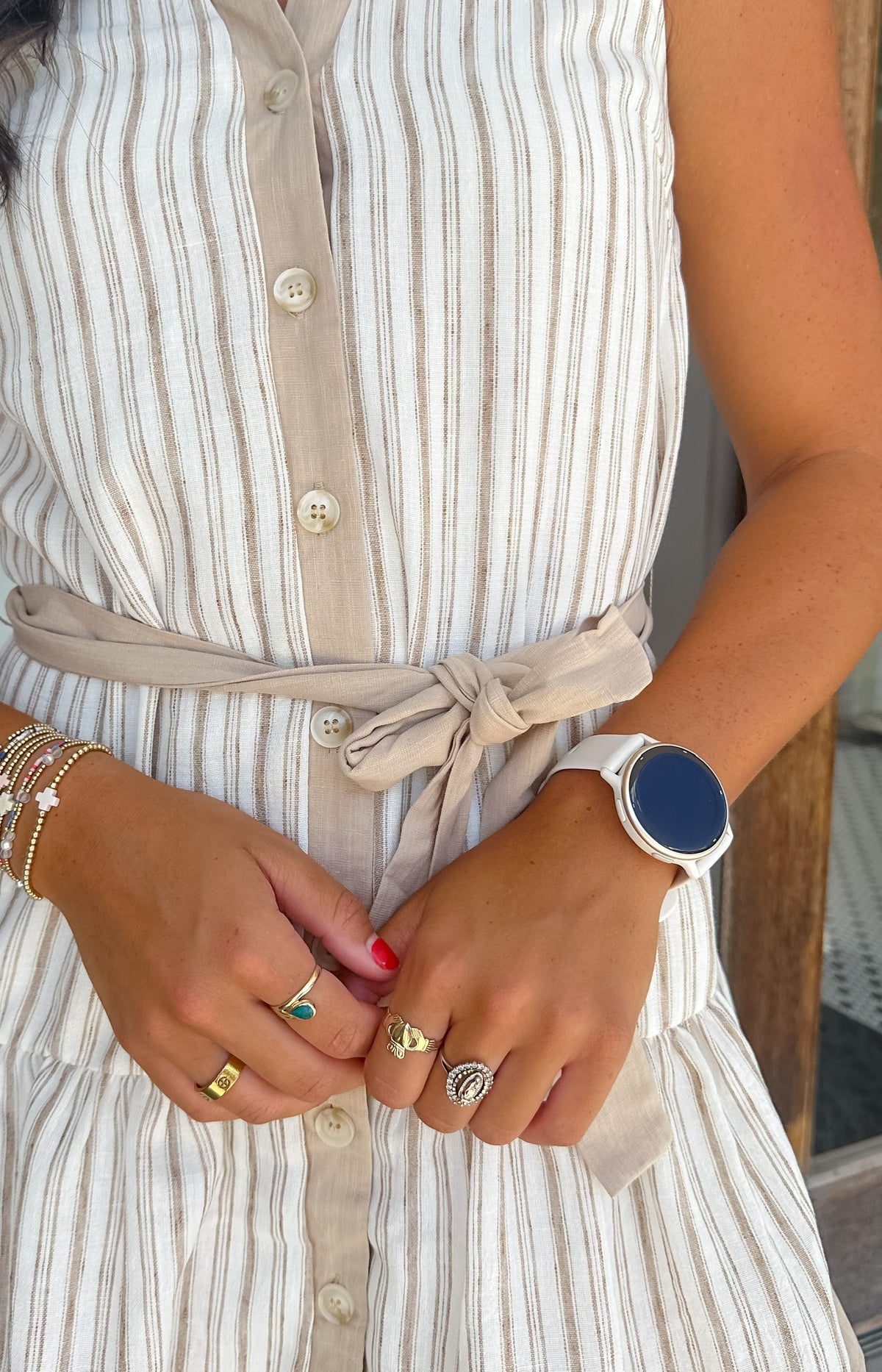 Ivory Striped Dress