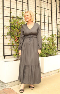 Slate Satin Maxi
