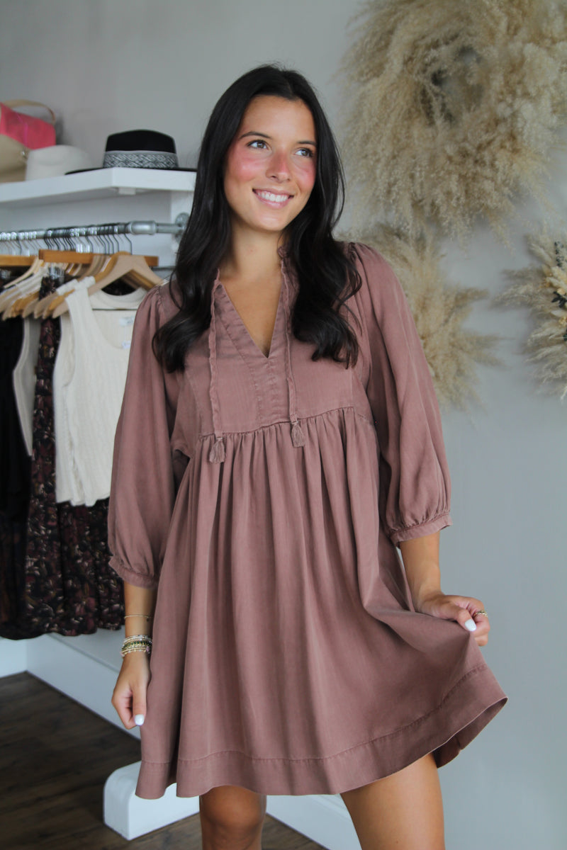 Alexis Empire Waist Dress - Nutshell Lilly Grace Alexis Empire Waist Dress - Nutshell Lilly Grace
