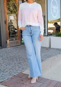 Pink Striped Cardigan