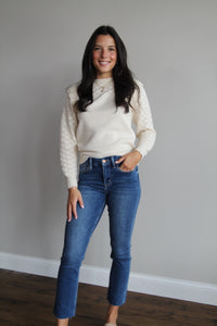 Paige Ruffle Sleeve Sweater - Cream