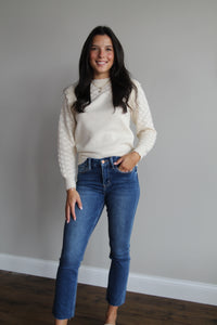 Paige Ruffle Sleeve Sweater - Cream