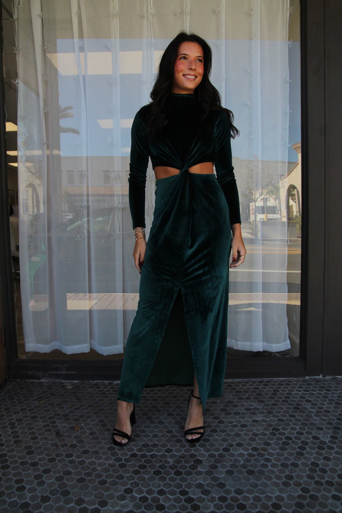 Velvet Cutout Maxi