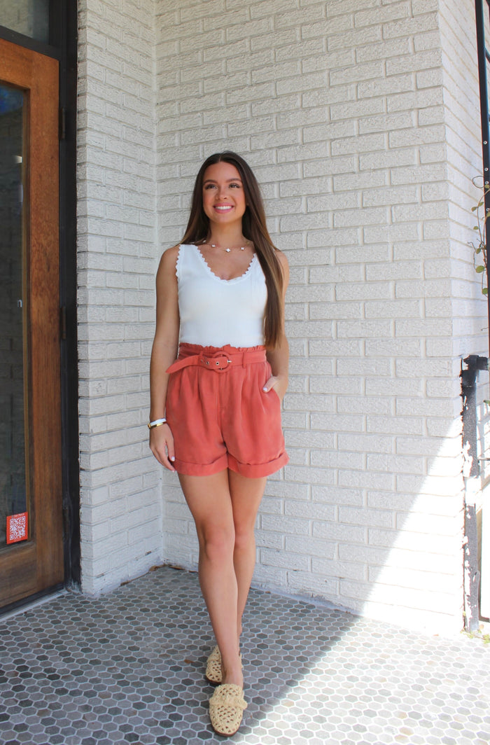 Dunes Belted Shorts - Rust