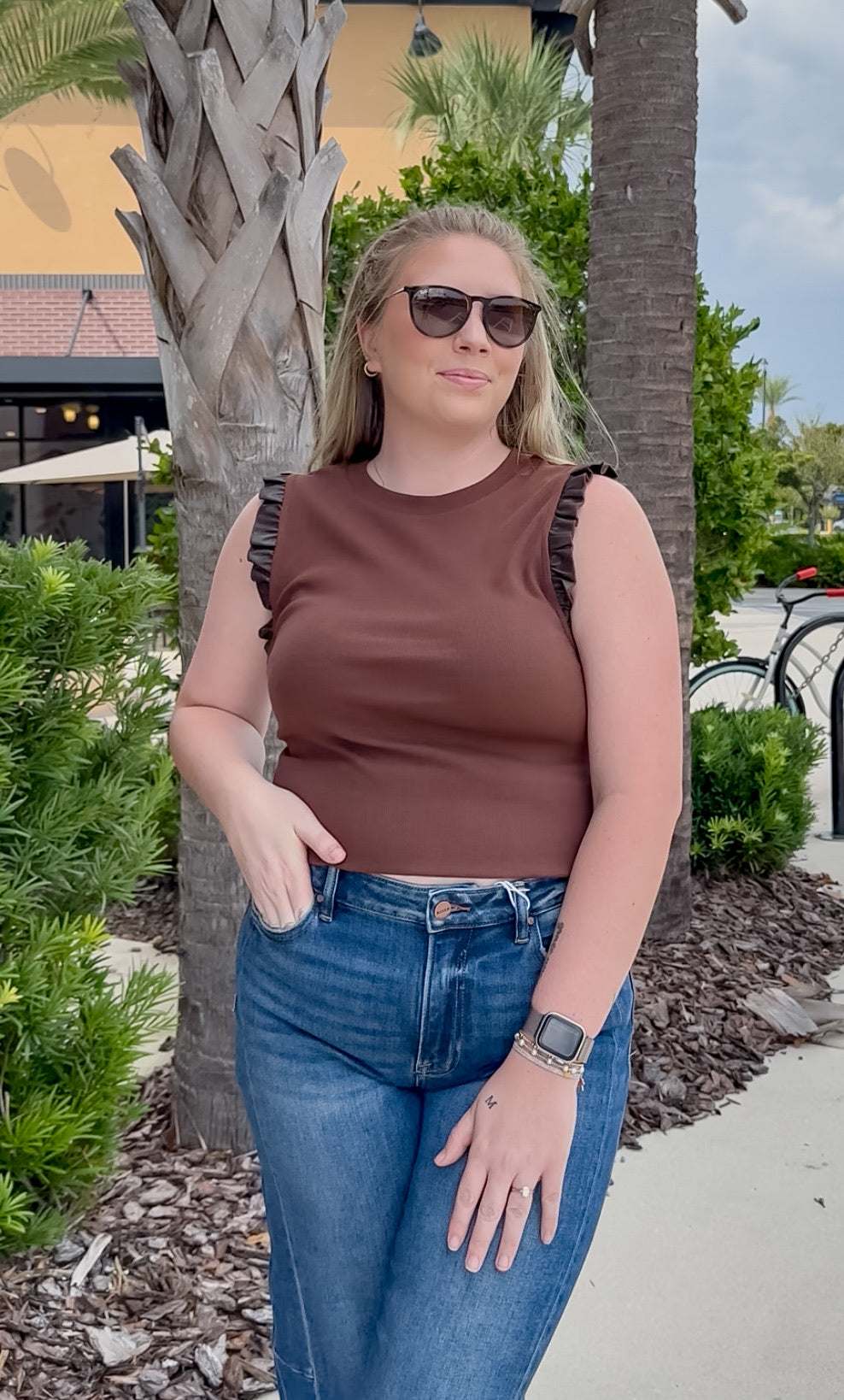 Bridget Ruffle Sleeve - Chocolate