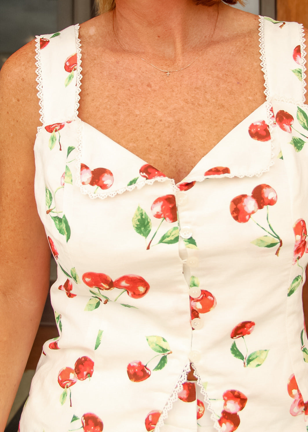 Cherry Button Down Top