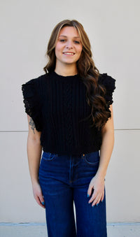 Vicki Ruffle Sweater - Black