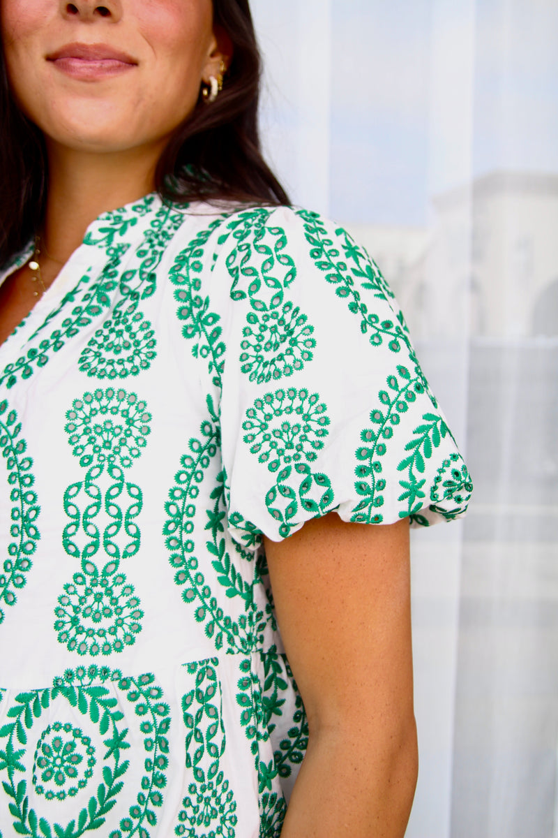 Sarah Eyelet Dress - Green