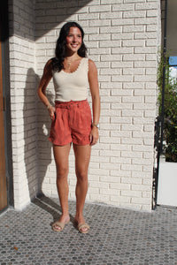 Dunes Belted Shorts - Rust